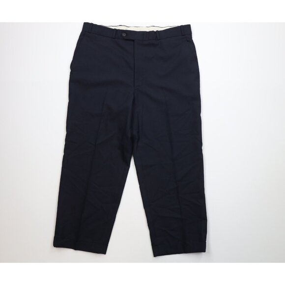 Vintage 90s Streetwear Mens 38x26 Distressed Wool Knit Wide Leg Chino Pants Blue